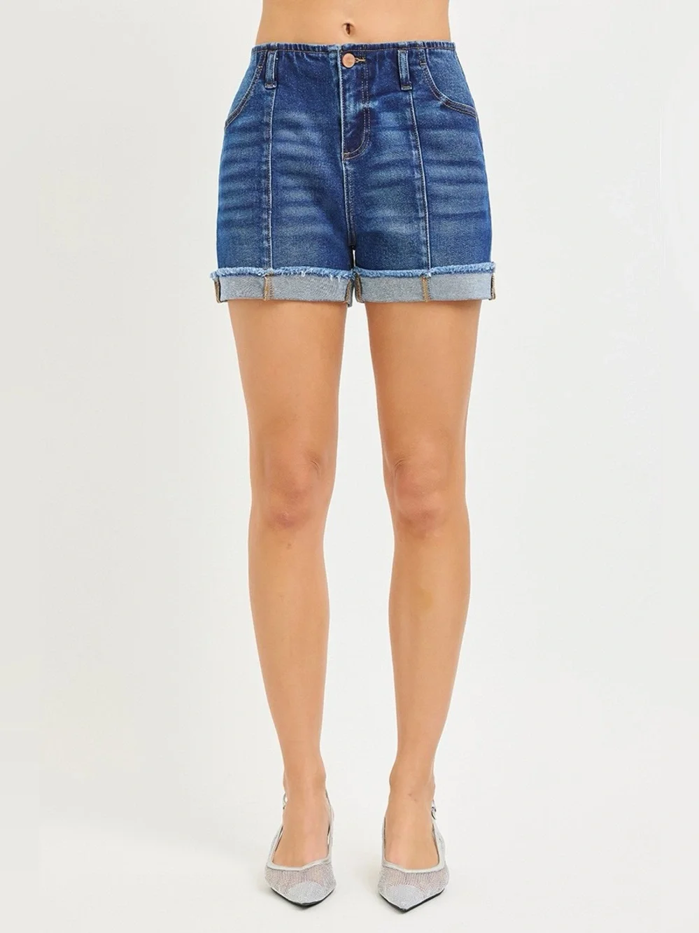 RISEN Slouchy Cuffed Denim Shorts